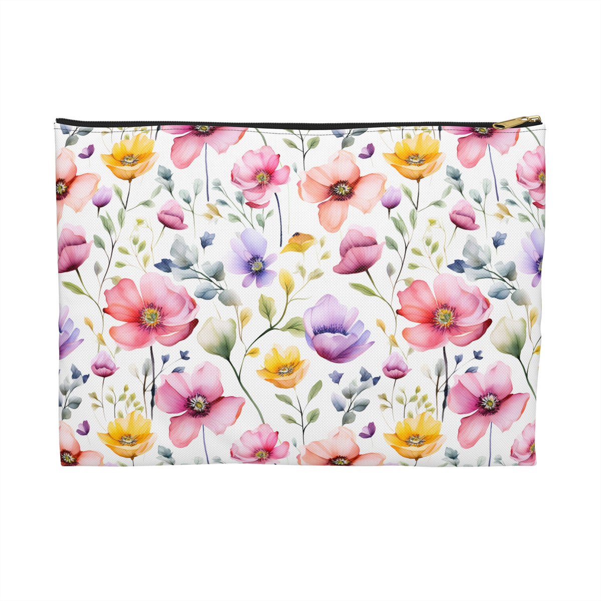 Colour Floral Pattern, Watercolour, Flowers, Accessory Pouch