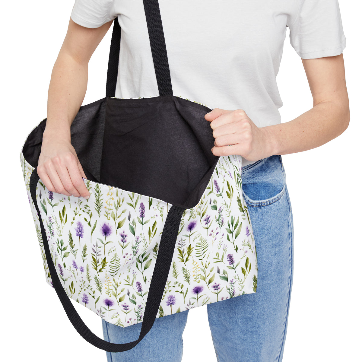 Purple Botanicals Floral Pattern, Watercolour, Flowers, Weekender Tote Bag