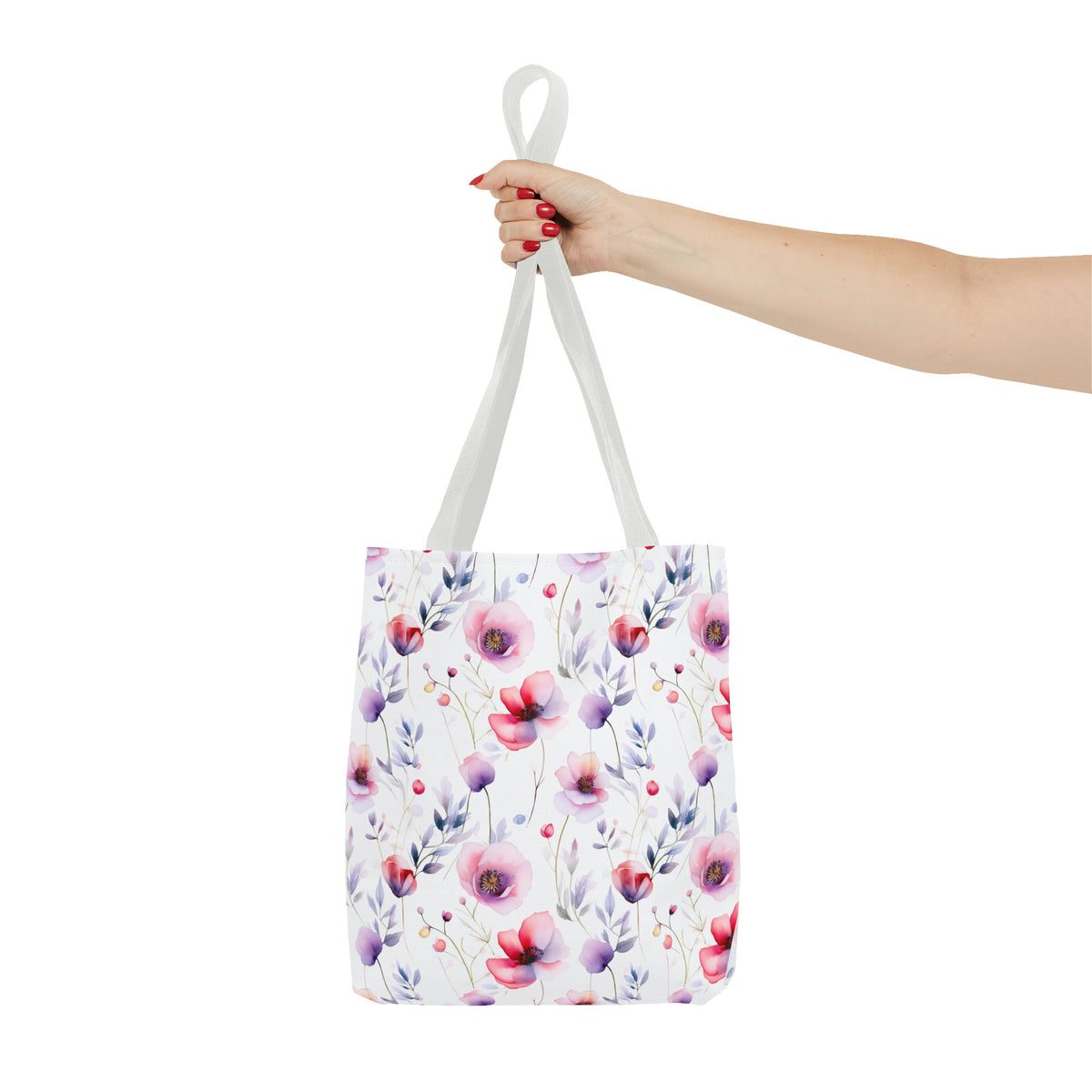 Colorful Floral Pattern, Watercolour, Flowers, Tote Bag (AOP)