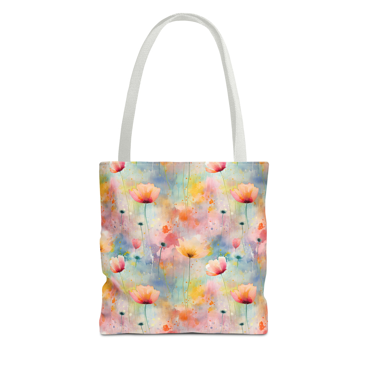 Colorful Floral Pattern, Watercolour, Flowers, Tote Bag (AOP)