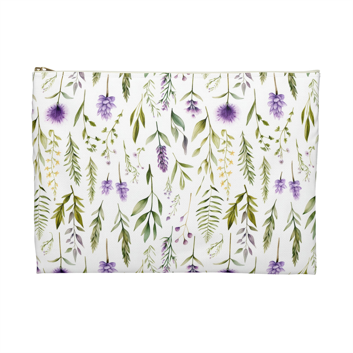 Purple Botanicals Floral Pattern, Watercolour, Flowers, Accessory Pouch