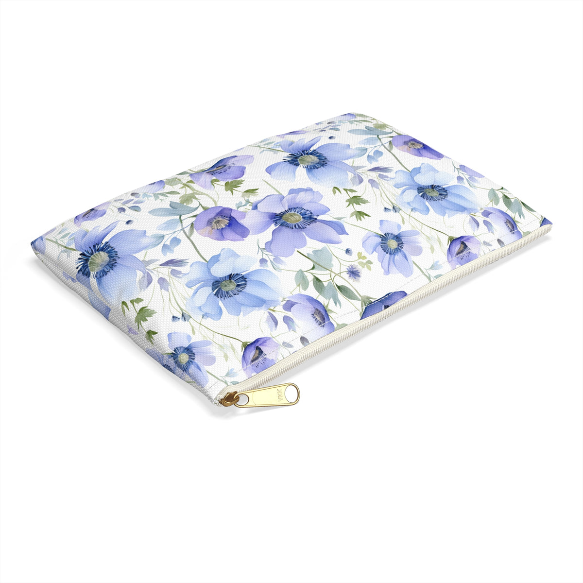 Blue Floral Pattern, Watercolour, Flowers, Accessory Pouch