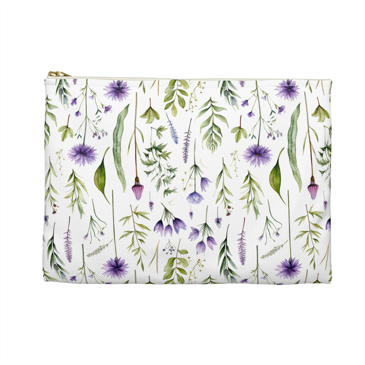 Purple Botanicals Floral Pattern, Watercolour, Flowers, Accessory Pouch