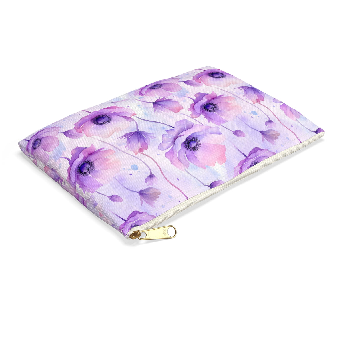 Purple Poppies Floral Pattern, Watercolour, Flowers, Accessory Pouch