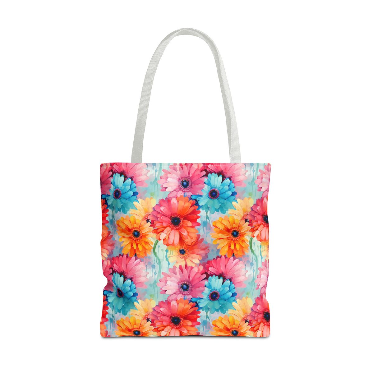 Colorful Gerberas Floral Pattern, Watercolour, Flowers, Tote Bag (AOP)