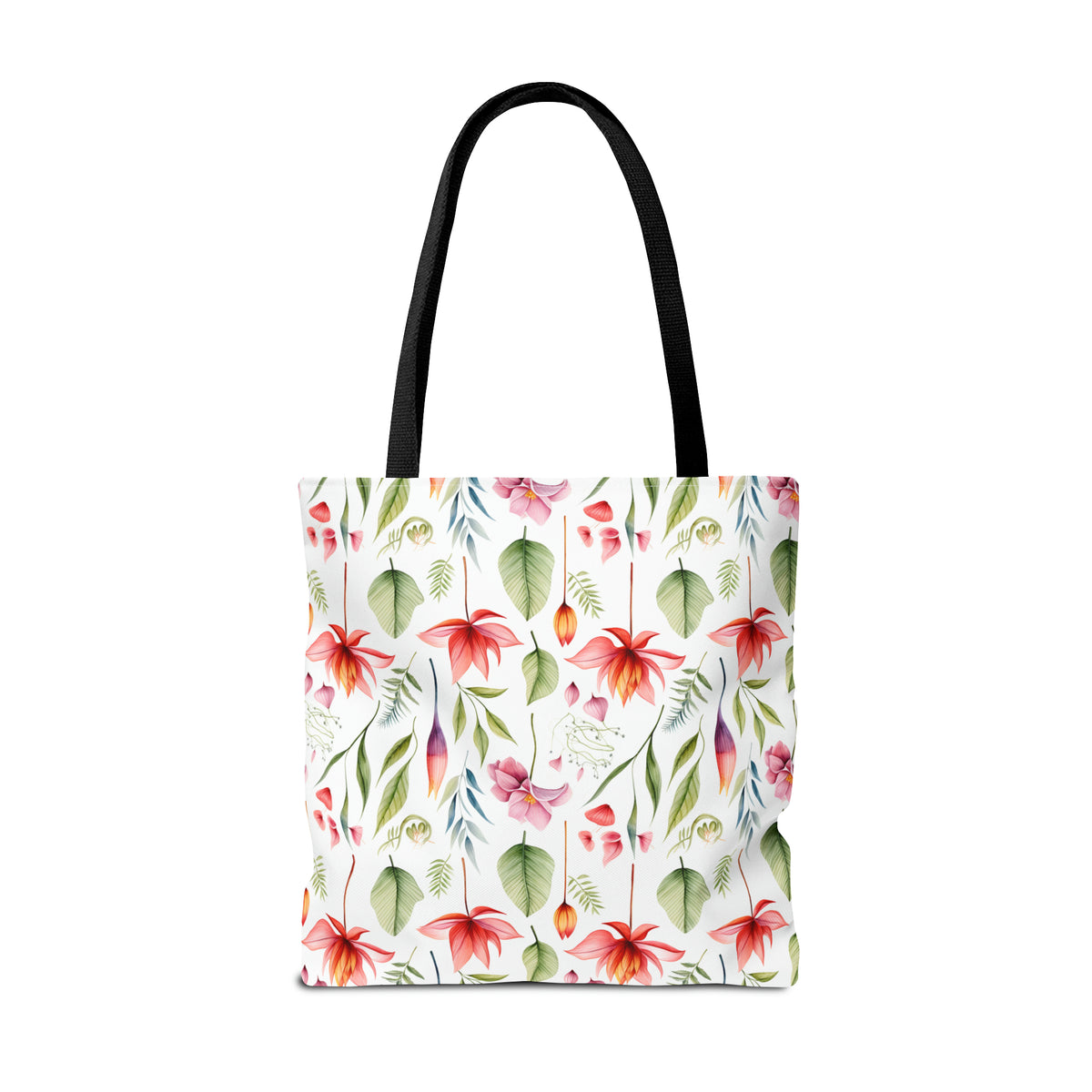 Red Botanicals Floral Pattern, Watercolour, Flowers, Tote Bag (AOP)