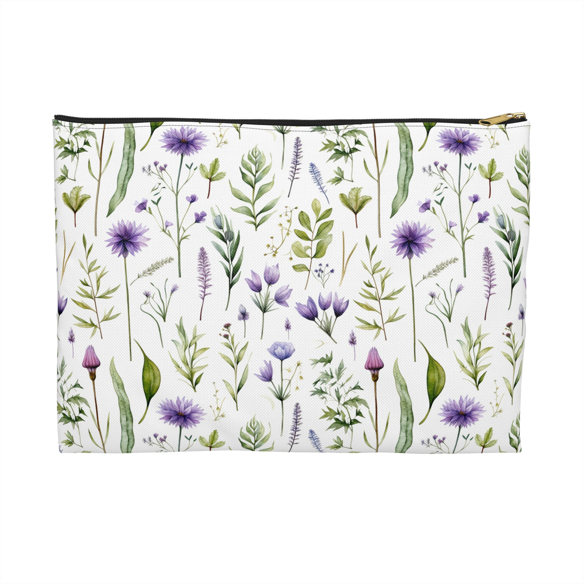 Purple Botanicals Floral Pattern, Watercolour, Flowers, Accessory Pouch