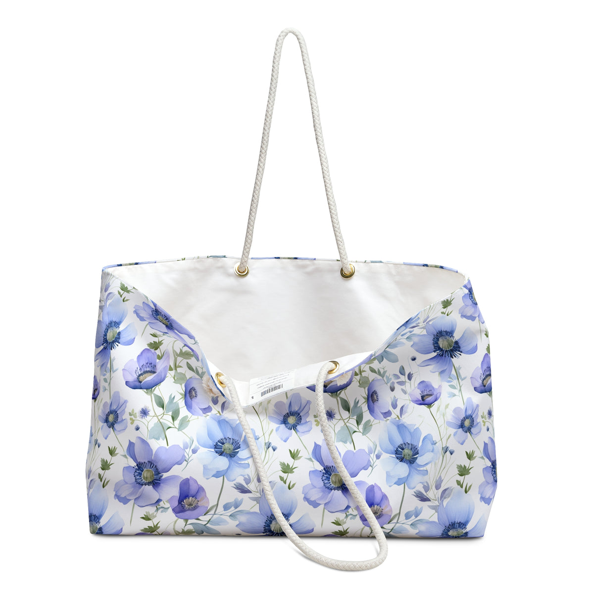 Blue Floral Pattern, Watercolour, Flowers, Weekender Tote Bag