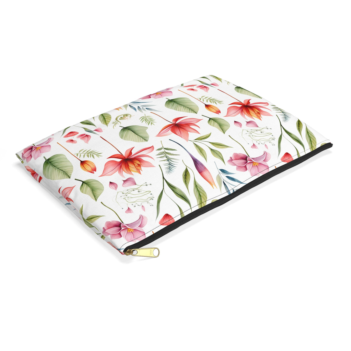 Red Botanicals Floral Pattern, Watercolour, Flowers, Accessory Pouch