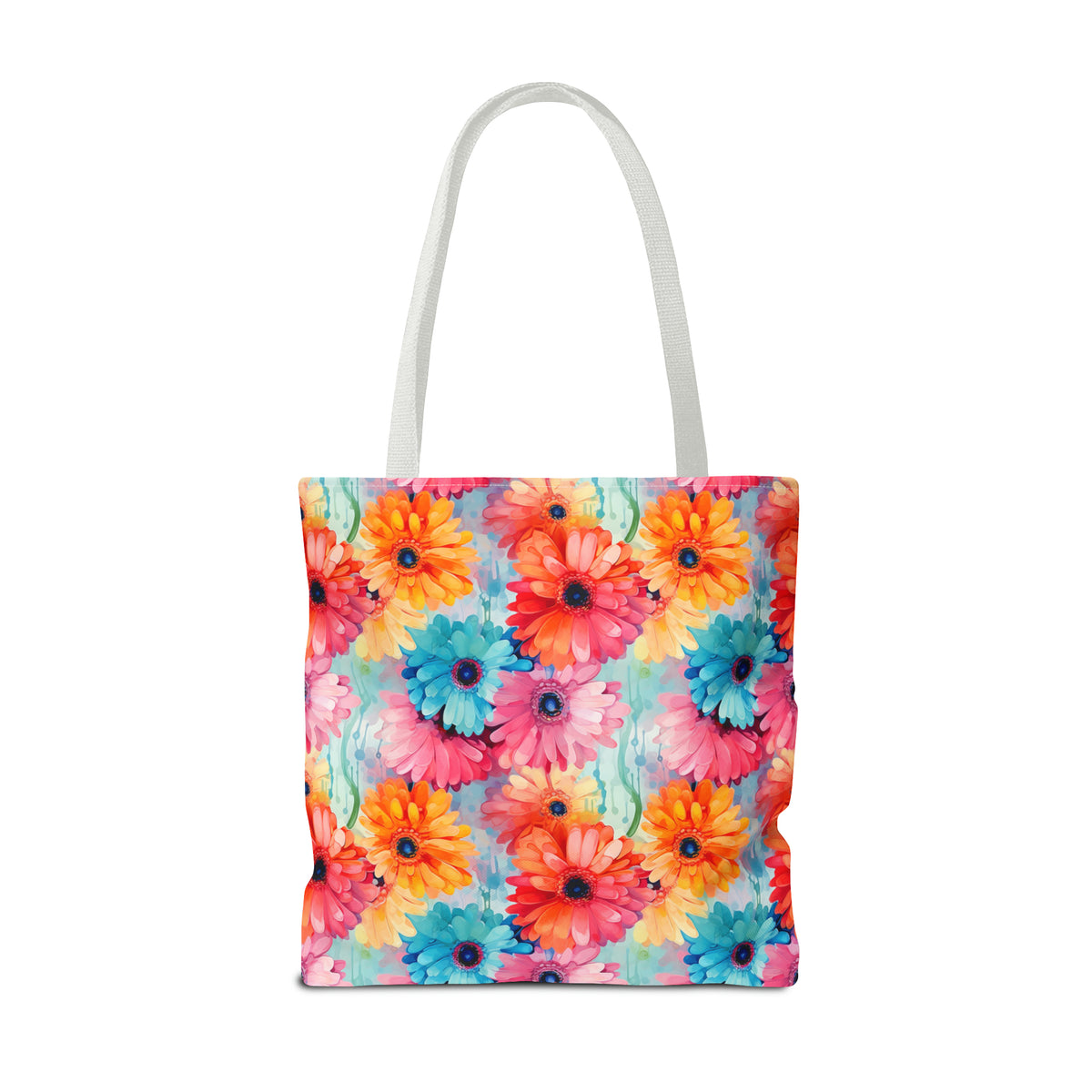 Colorful Gerberas Floral Pattern, Watercolour, Flowers, Tote Bag (AOP)