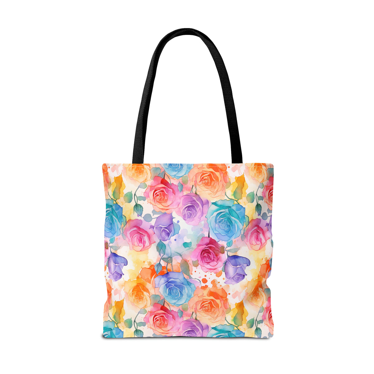 Colorful Roses Floral Pattern, Watercolour, Flowers, Tote Bag (AOP)