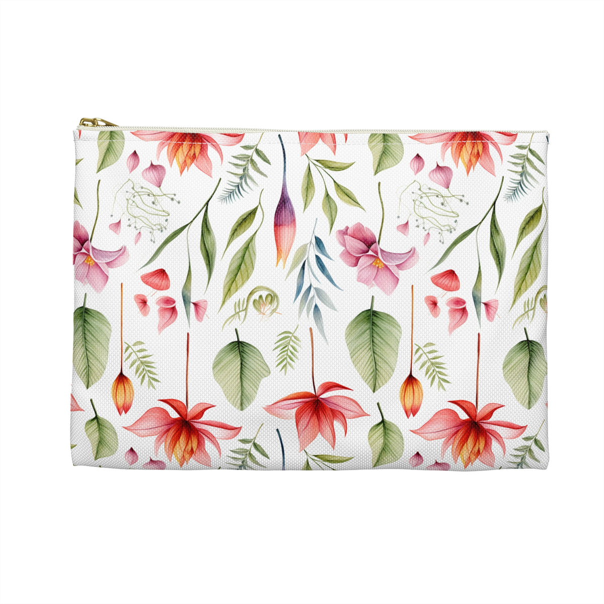 Red Botanicals Floral Pattern, Watercolour, Flowers, Accessory Pouch