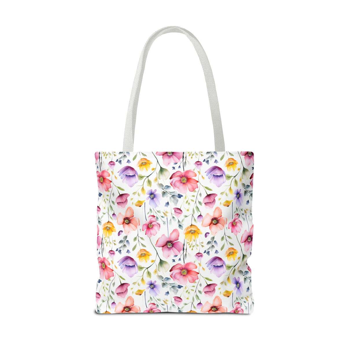 Colorful Floral Pattern, Watercolour, Flowers, Tote Bag (AOP)