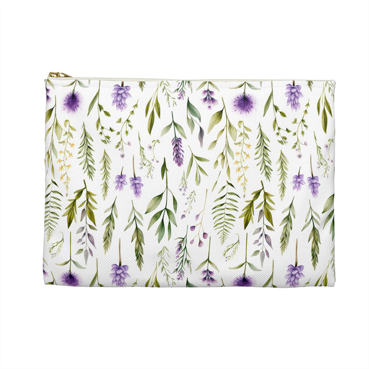 Purple Botanicals Floral Pattern, Watercolour, Flowers, Accessory Pouch