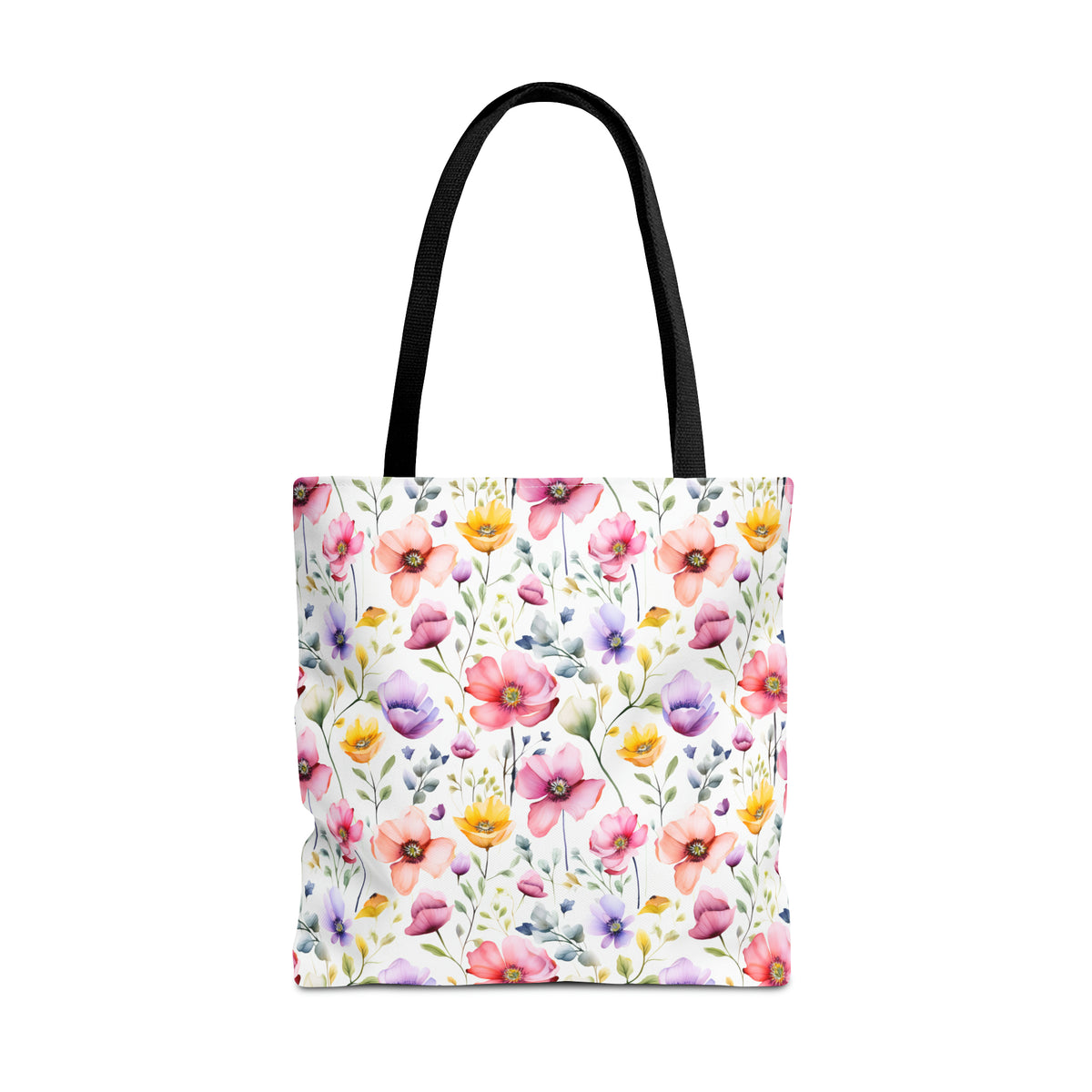 Colorful Floral Pattern, Watercolour, Flowers, Tote Bag (AOP)