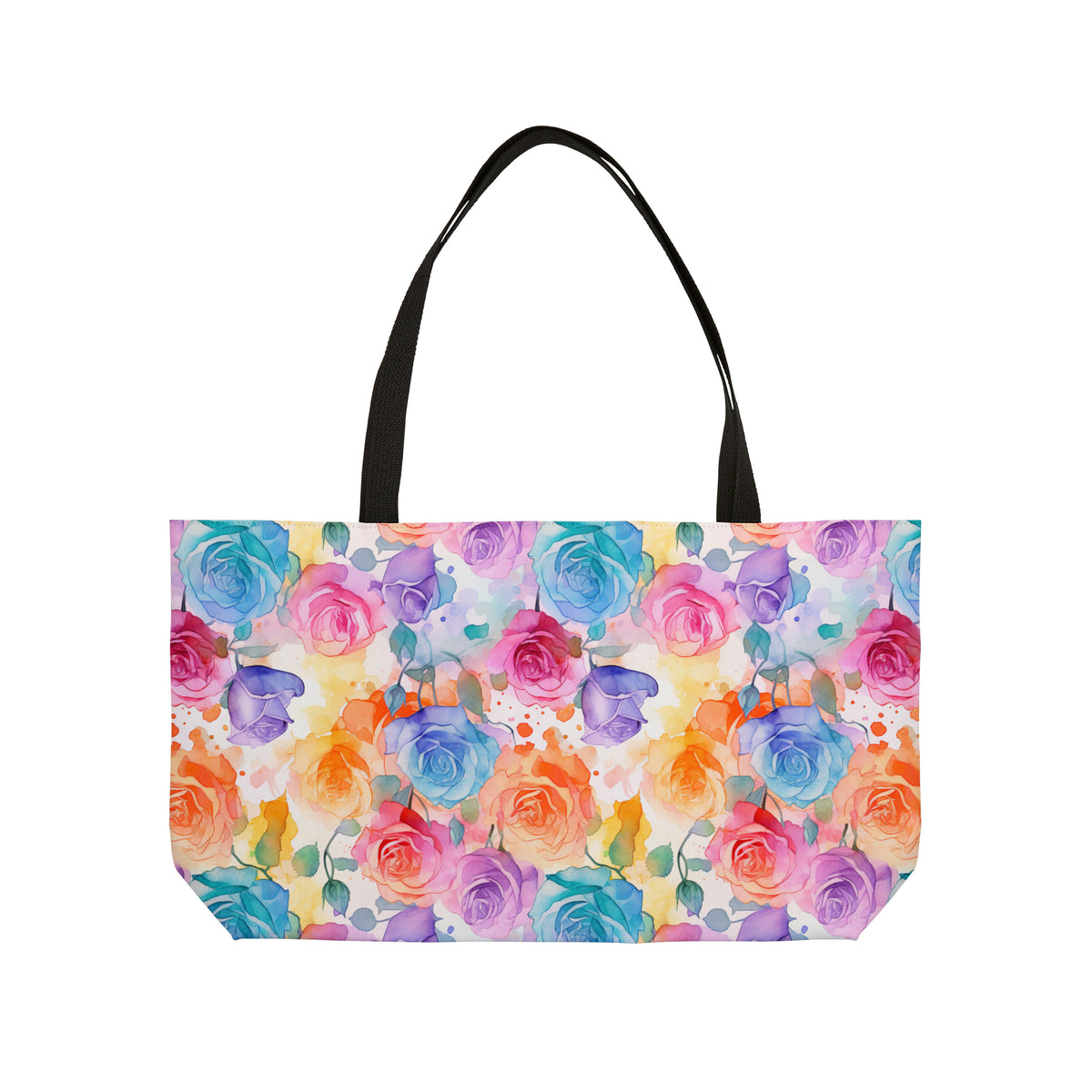 Colour Roses Floral Pattern, Watercolour, Flowers, Weekender Tote Bag