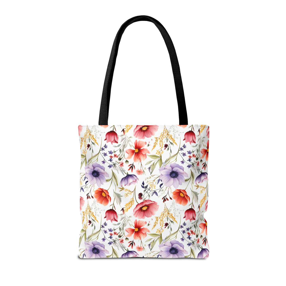 Colorful Floral Pattern, Watercolour, Flowers, Tote Bag (AOP)