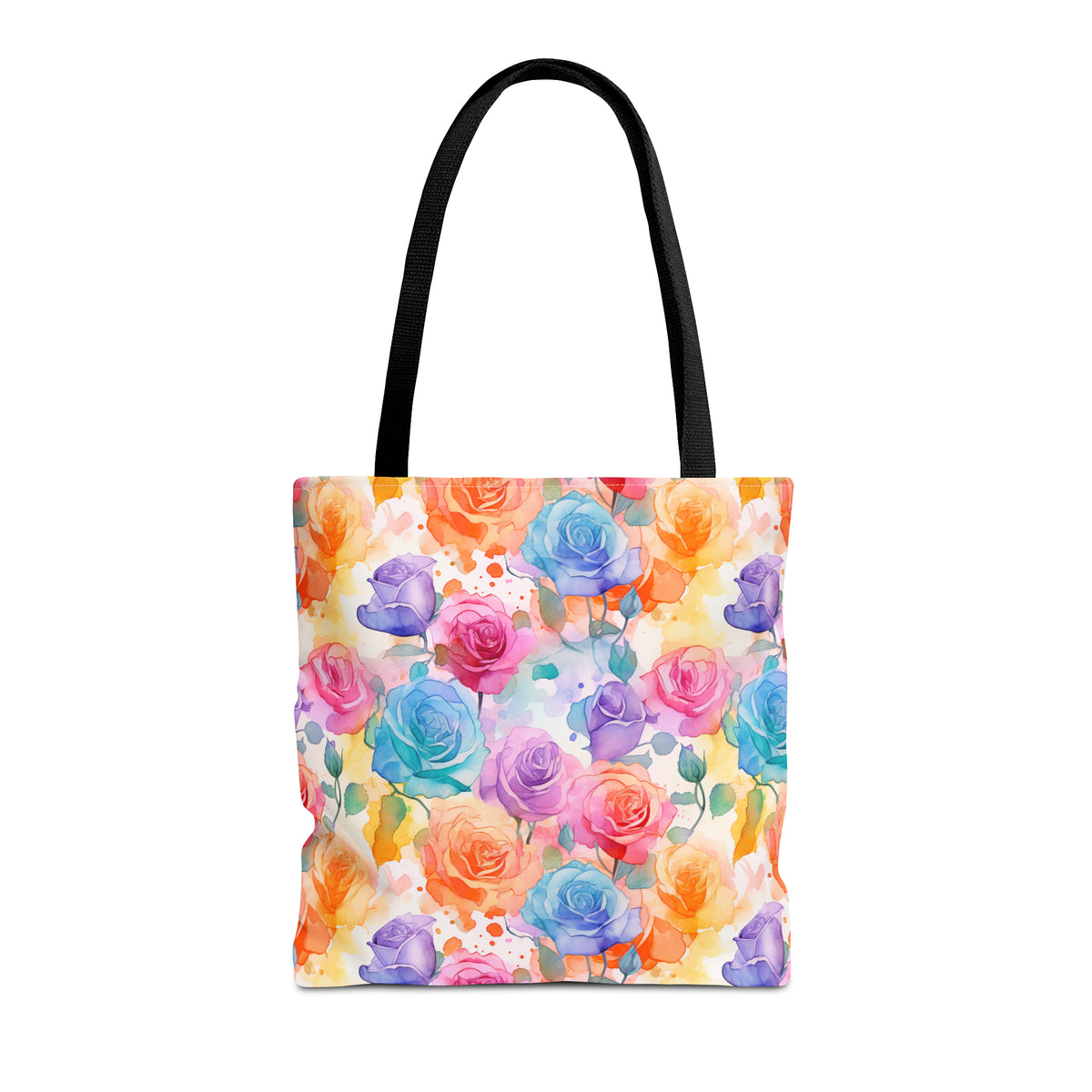 Colorful Roses Floral Pattern, Watercolour, Flowers, Tote Bag (AOP)