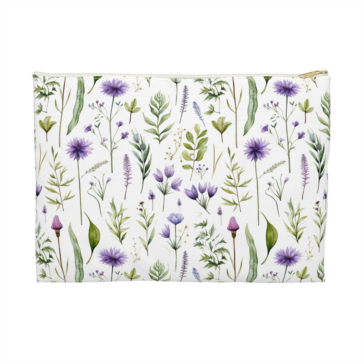 Purple Botanicals Floral Pattern, Watercolour, Flowers, Accessory Pouch