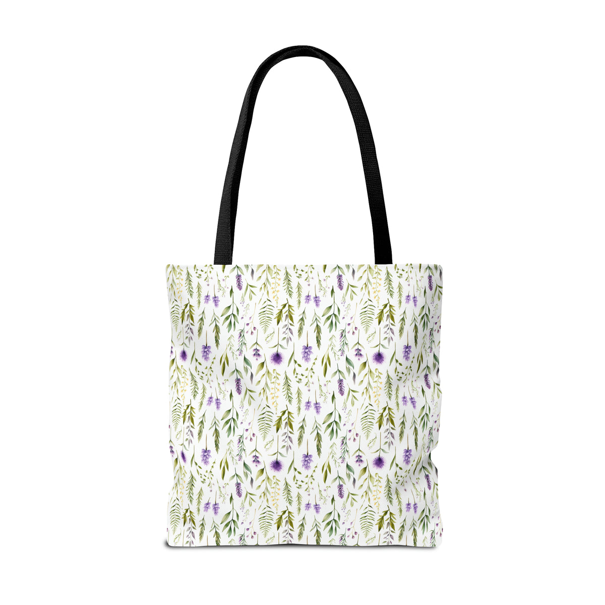 Purple Botanicals Floral Pattern, Watercolour, Flowers, Tote Bag (AOP)