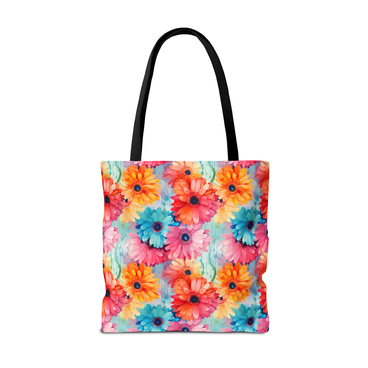 Colorful Gerberas Floral Pattern, Watercolour, Flowers, Tote Bag (AOP)