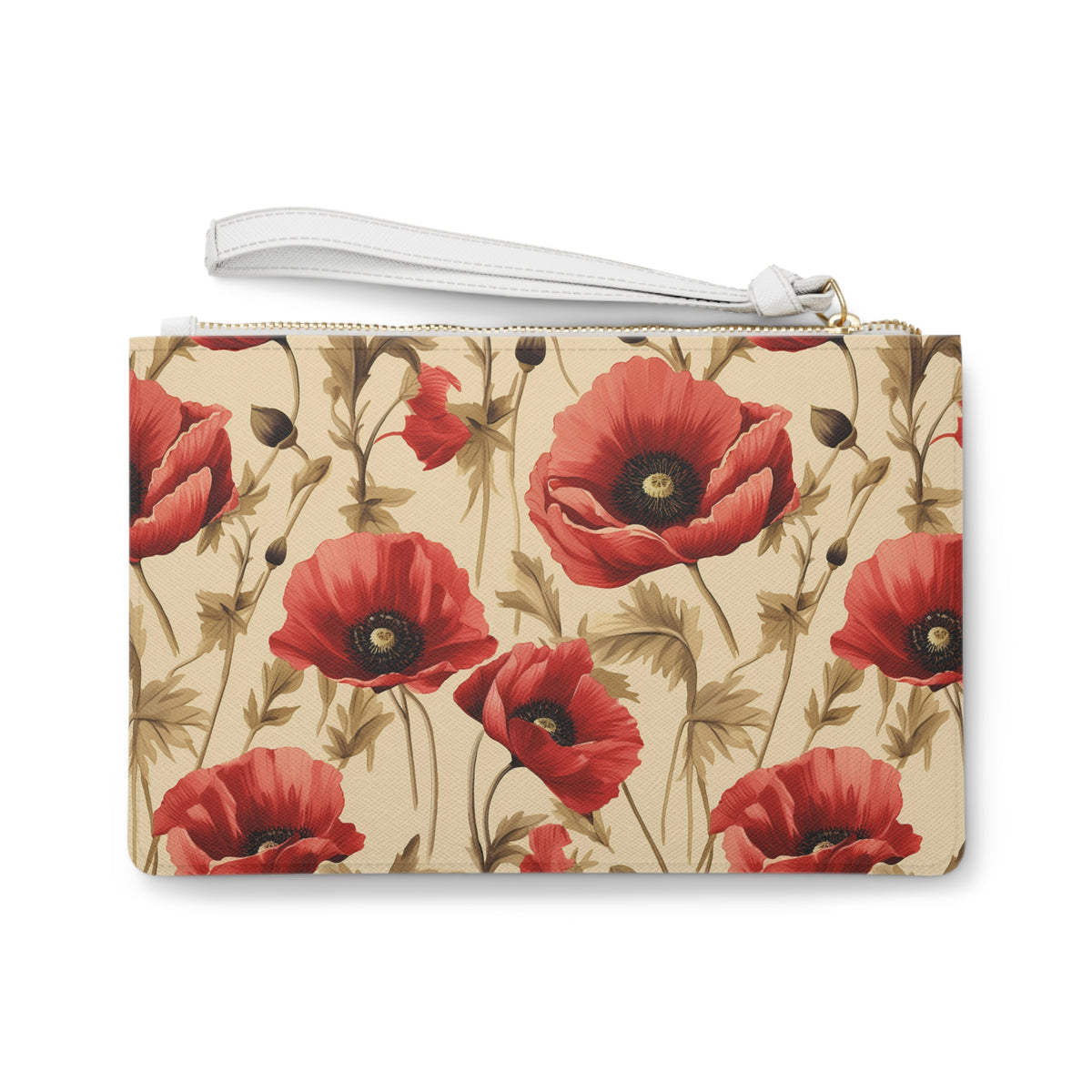 Red Poppies Floral Pattern, Watercolour, Flowers, Clutch Bag