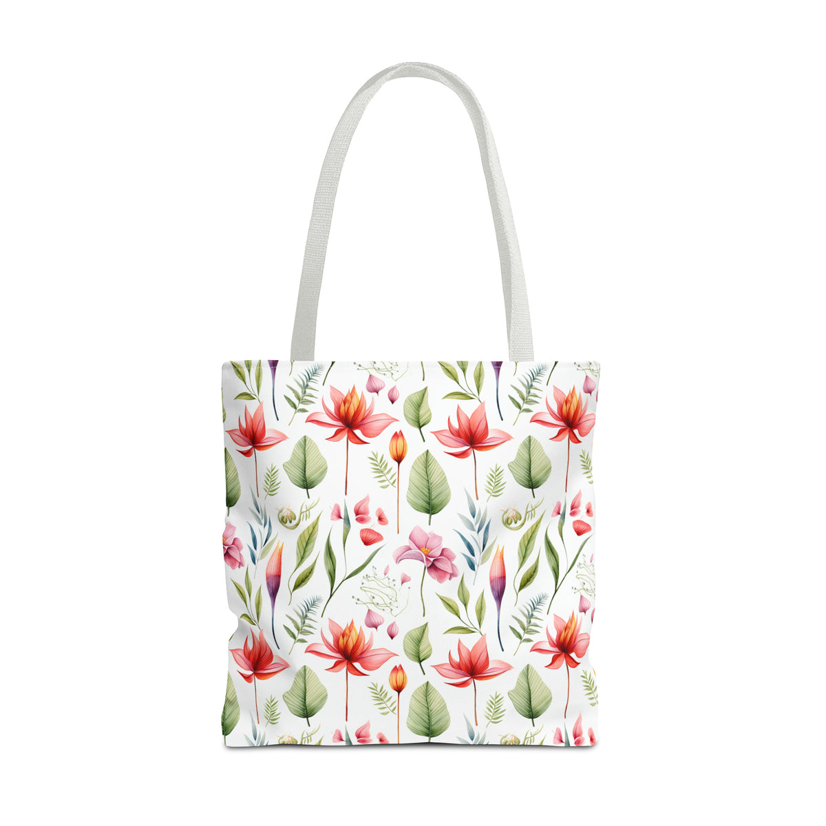 Red Botanicals Floral Pattern, Watercolour, Flowers, Tote Bag (AOP)