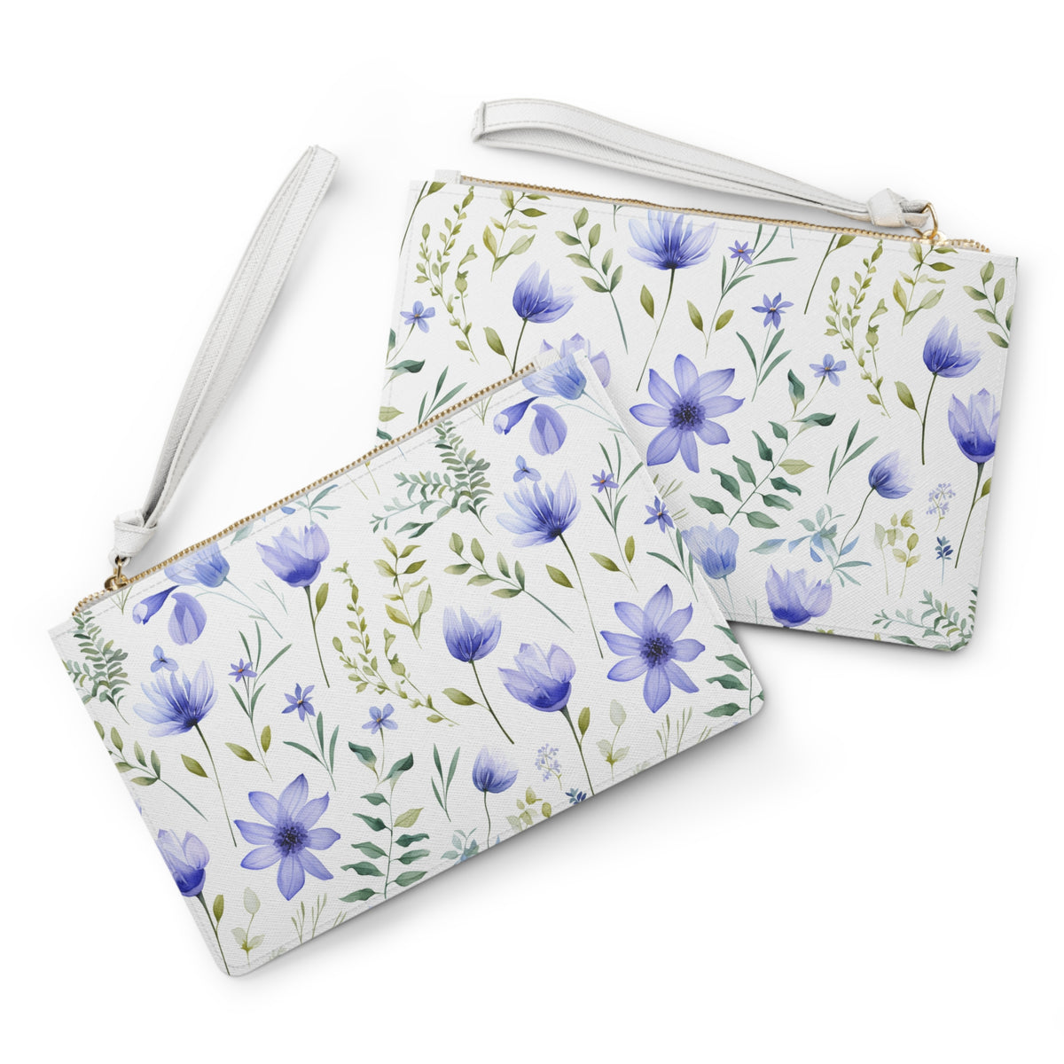 Blue Botanicals Floral Pattern, Watercolour, Flowers, Clutch Bag