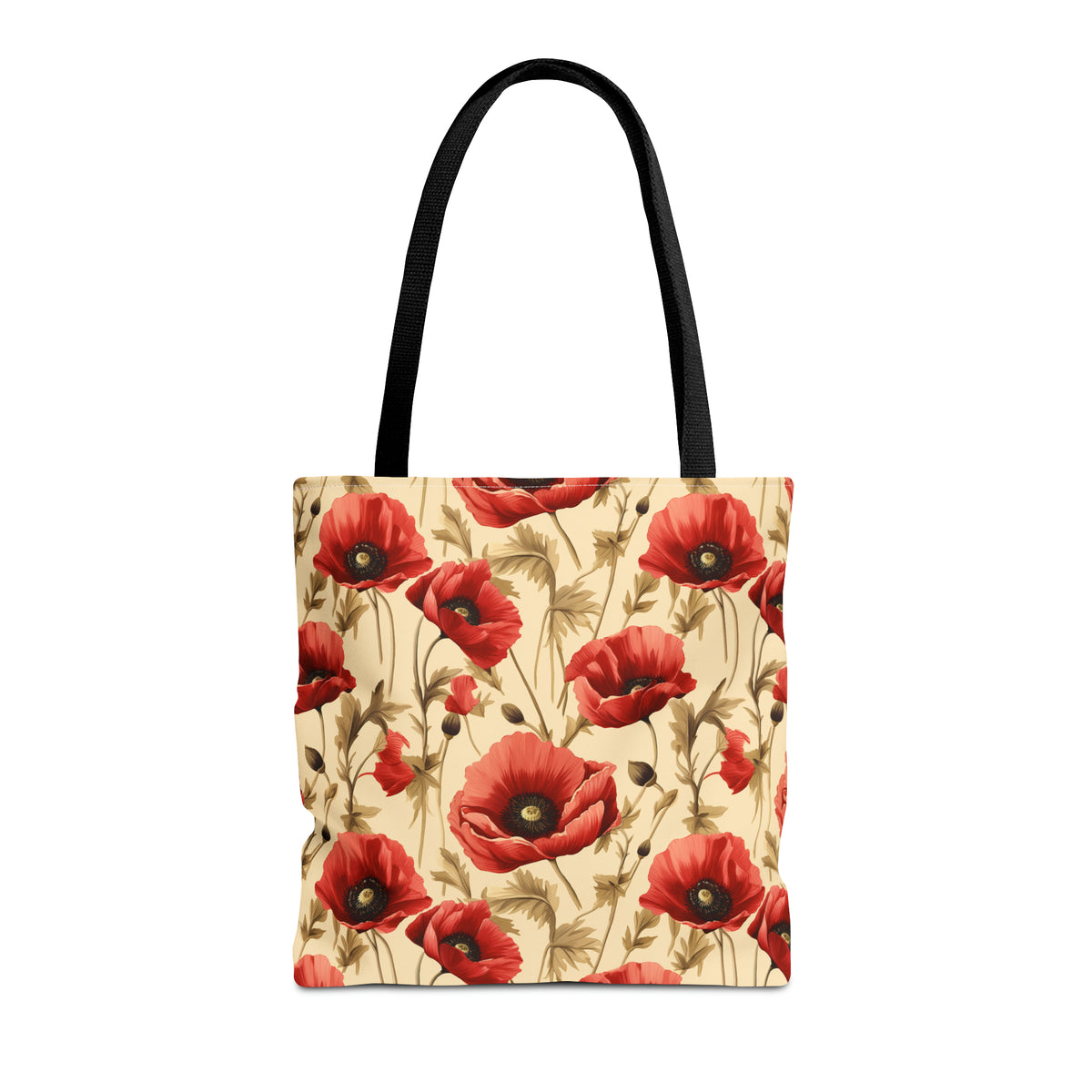 Red Poppies Floral Pattern, Watercolour, Flowers, Tote Bag (AOP)