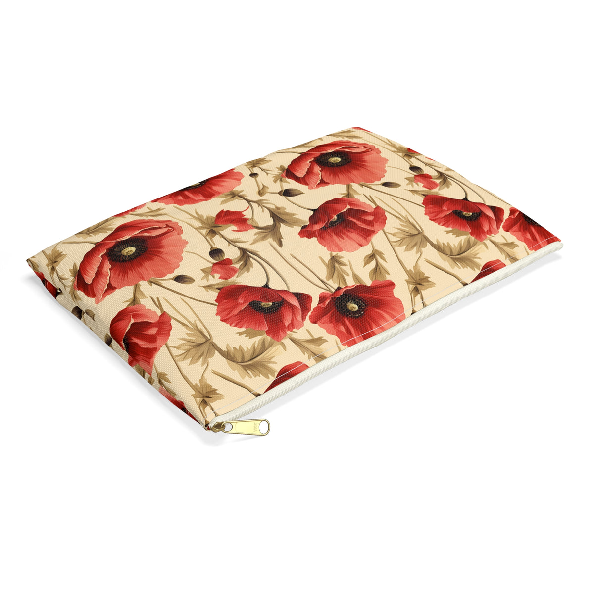 Red Poppies Floral Pattern, Watercolour, Flowers, Accessory Pouch