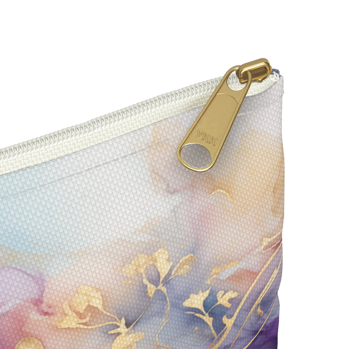 Orchid Purple, Teal Blue, Watercolour, Gold Streaks, Marbled, Accessory Pouch