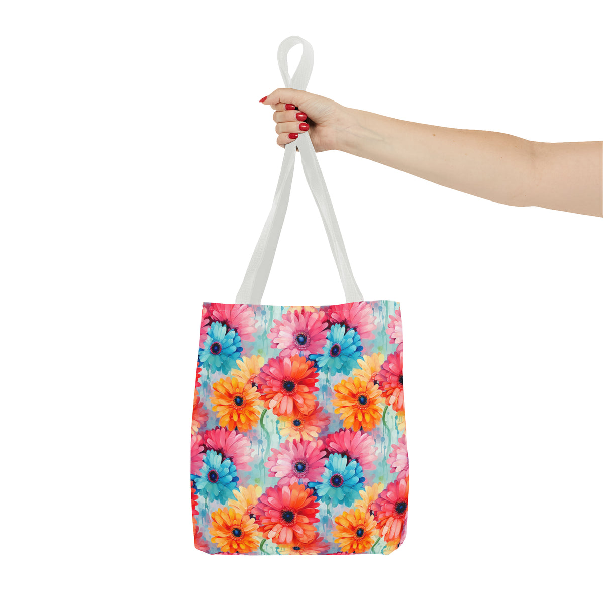 Colorful Gerberas Floral Pattern, Watercolour, Flowers, Tote Bag (AOP)