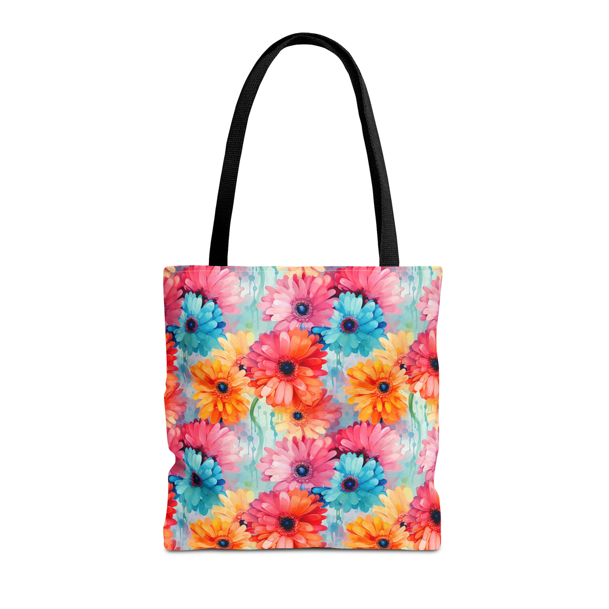 Colorful Gerberas Floral Pattern, Watercolour, Flowers, Tote Bag (AOP)