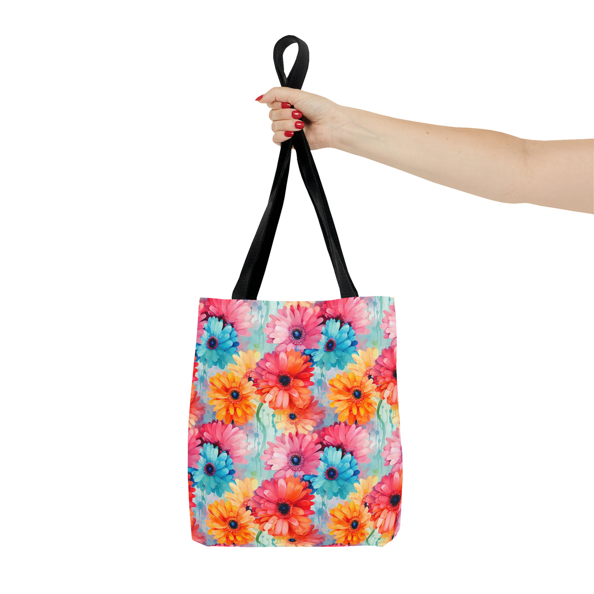 Colorful Gerberas Floral Pattern, Watercolour, Flowers, Tote Bag (AOP)