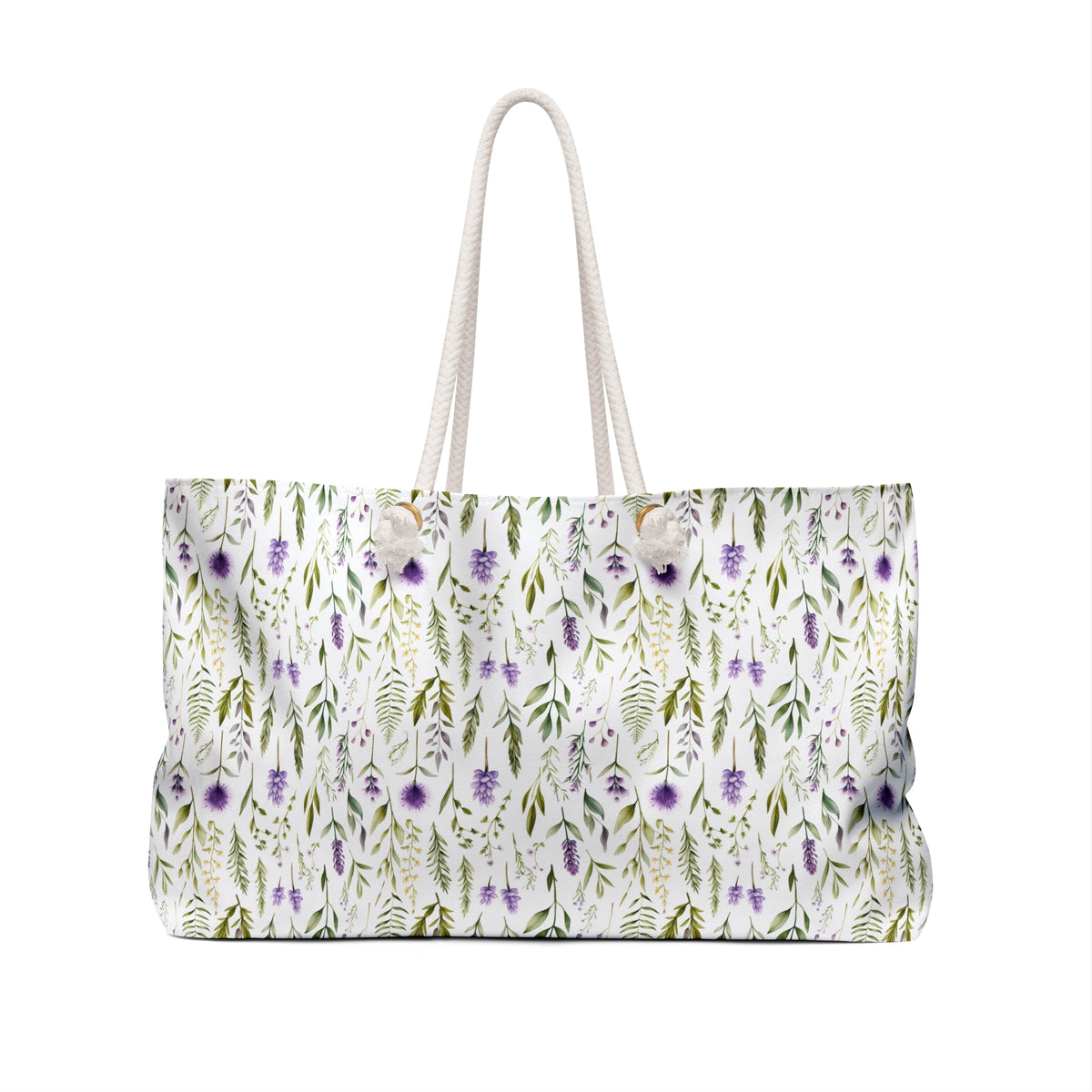 Purple Botanicals Floral Pattern, Watercolour, Flowers, Weekender Tote Bag