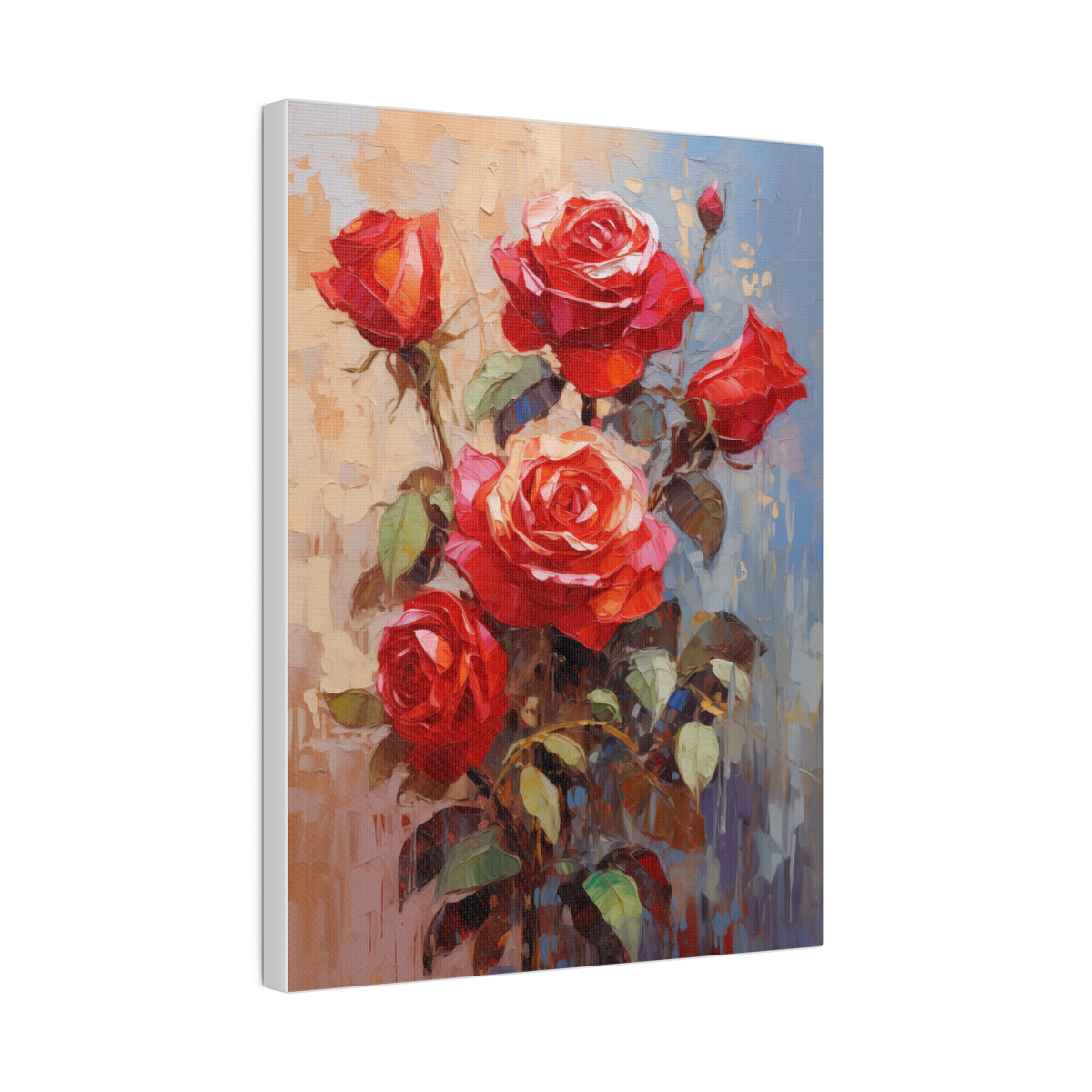 Red Rose Flower, Oil Painting, Matte Canvas, Stretched, 0.75"