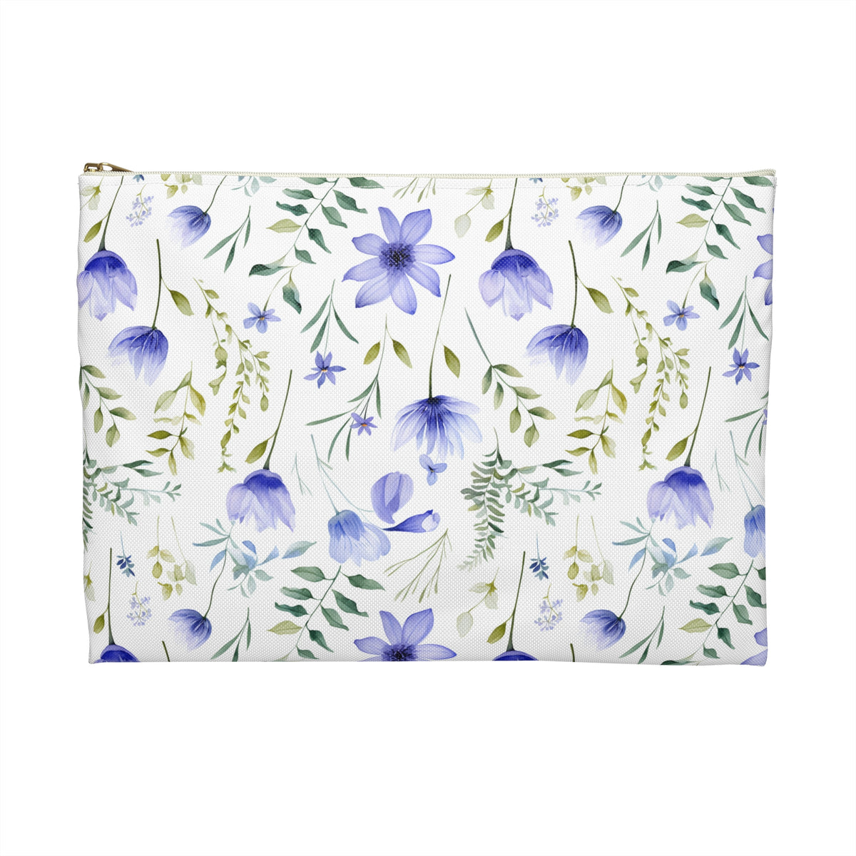 Blue Botanicals Floral Pattern, Watercolour, Flowers, Accessory Pouch