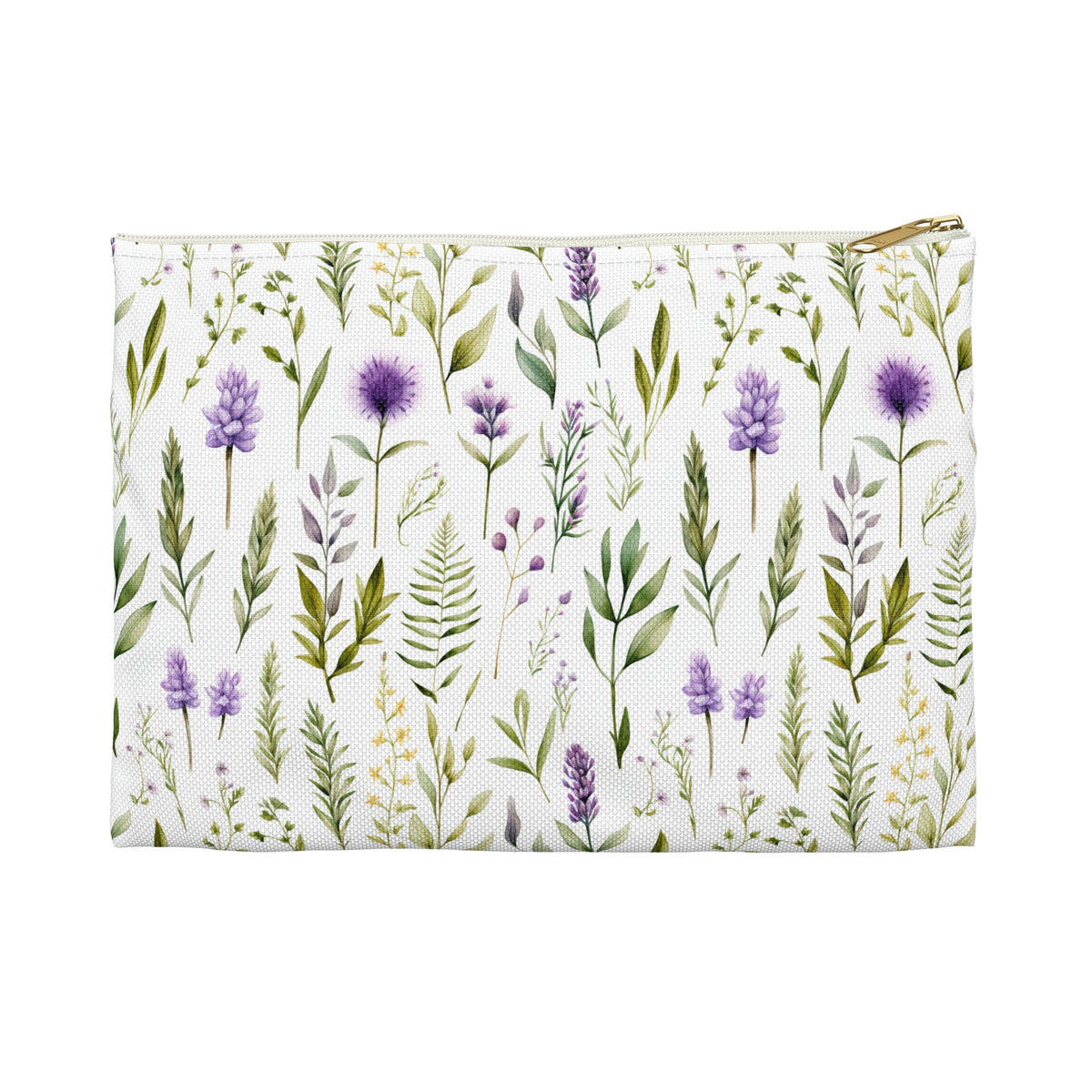 Purple Botanicals Floral Pattern, Watercolour, Flowers, Accessory Pouch