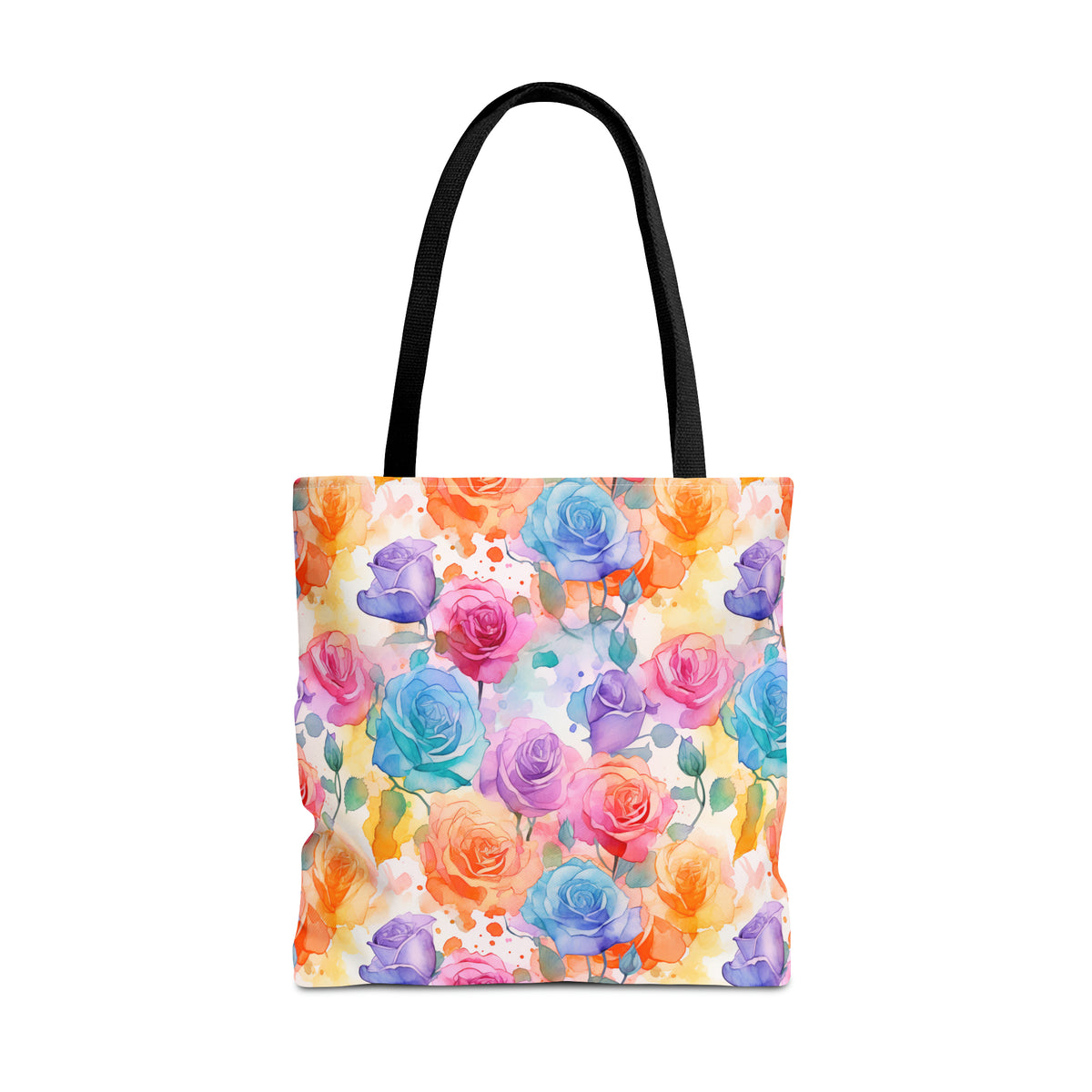 Colorful Roses Floral Pattern, Watercolour, Flowers, Tote Bag (AOP)