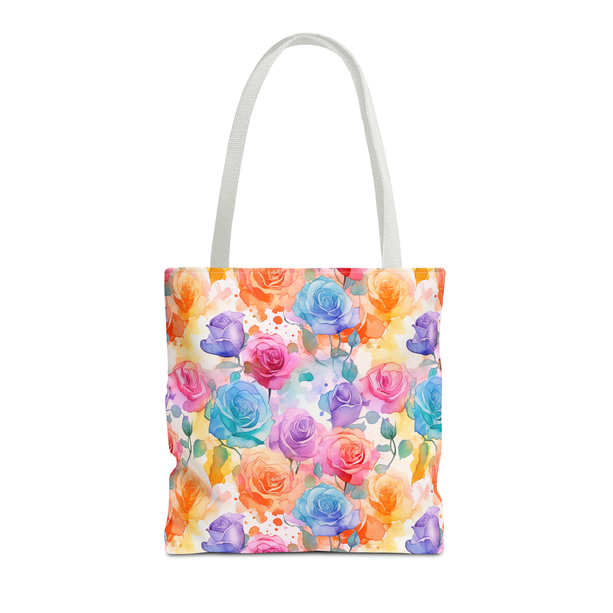 Colorful Roses Floral Pattern, Watercolour, Flowers, Tote Bag (AOP)