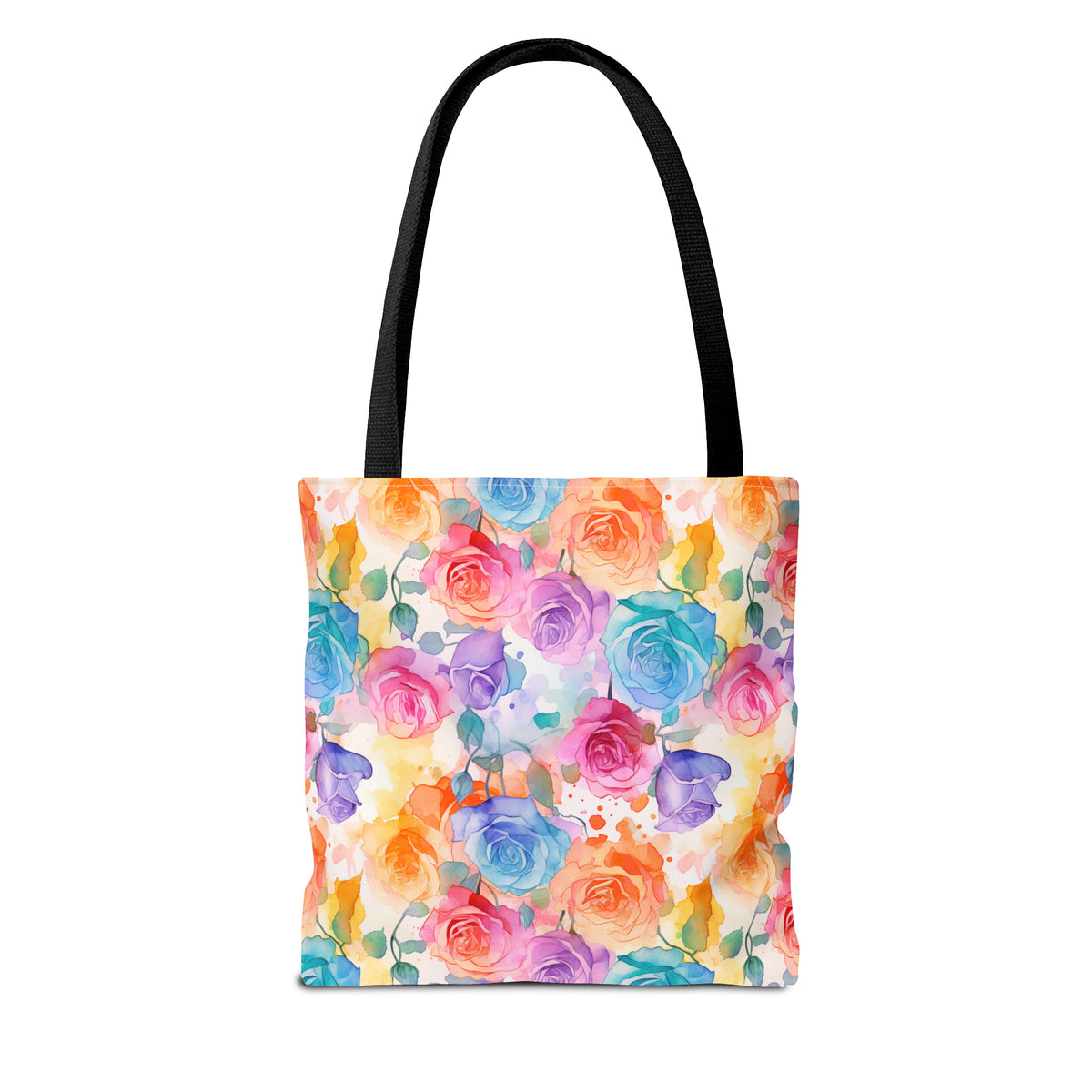 Colorful Roses Floral Pattern, Watercolour, Flowers, Tote Bag (AOP)