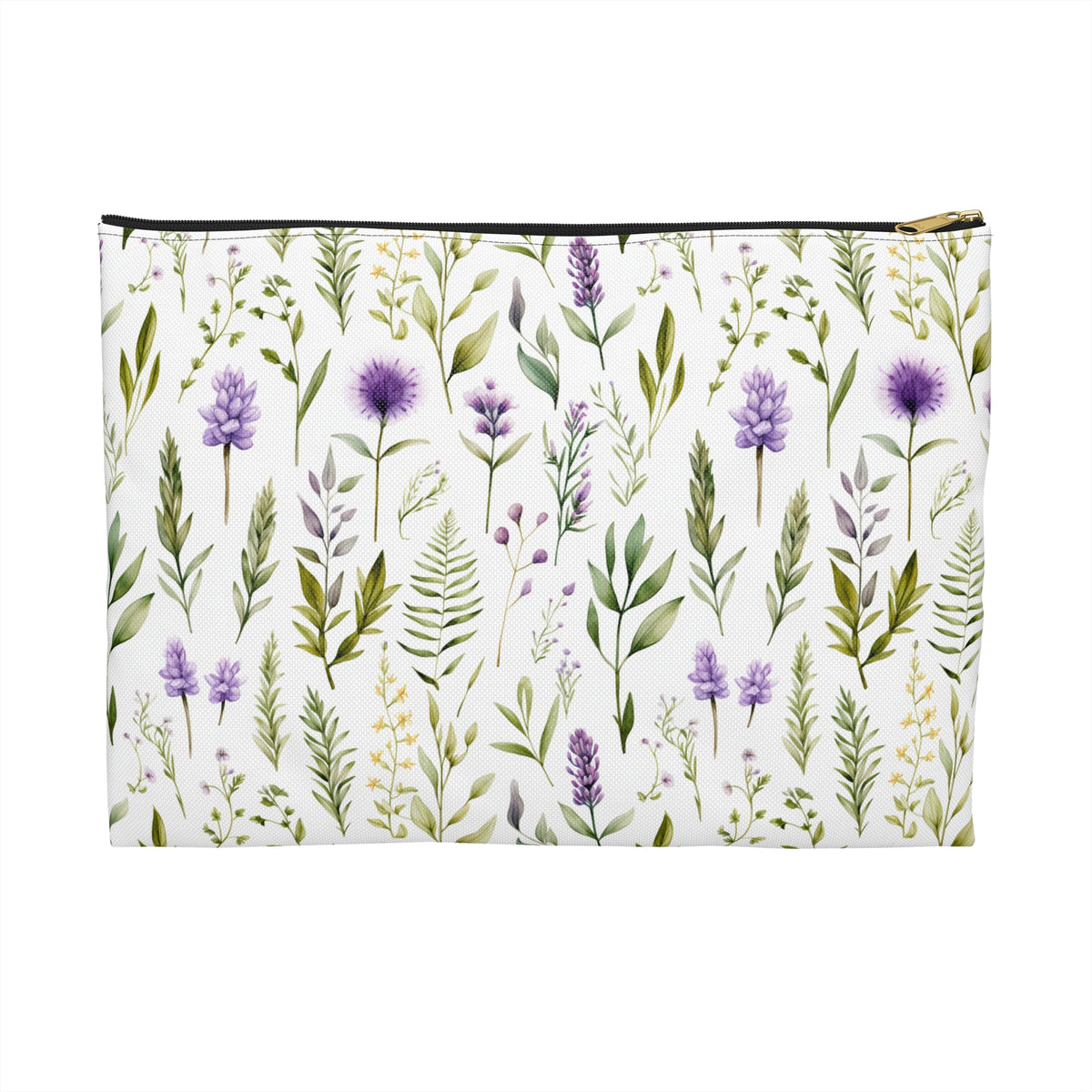 Purple Botanicals Floral Pattern, Watercolour, Flowers, Accessory Pouch