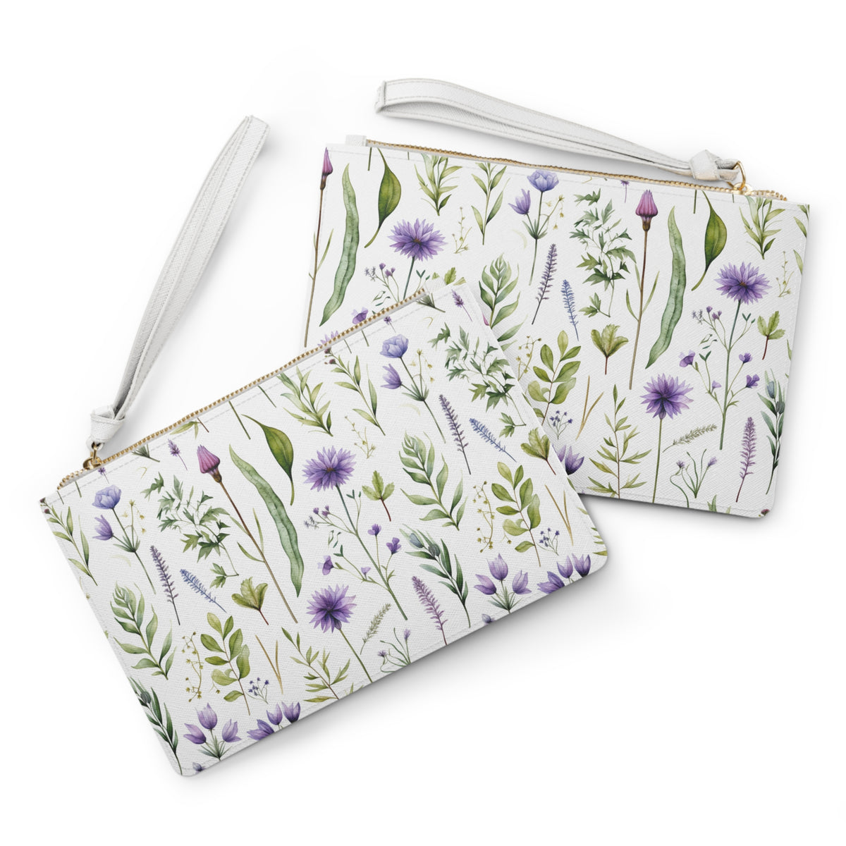 Purple Botanicals Floral Pattern, Watercolour, Flowers, Clutch Bag