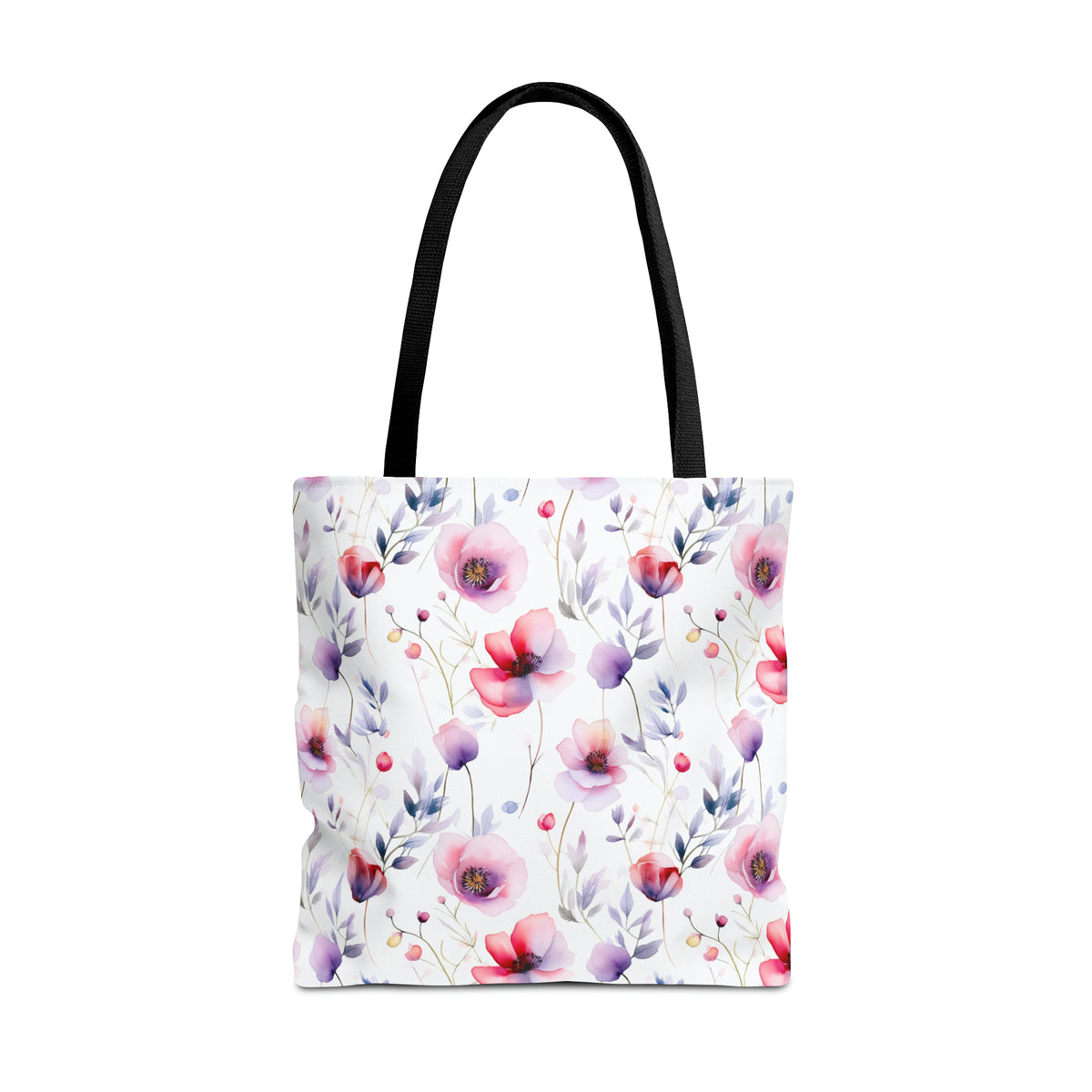 Colorful Floral Pattern, Watercolour, Flowers, Tote Bag (AOP)