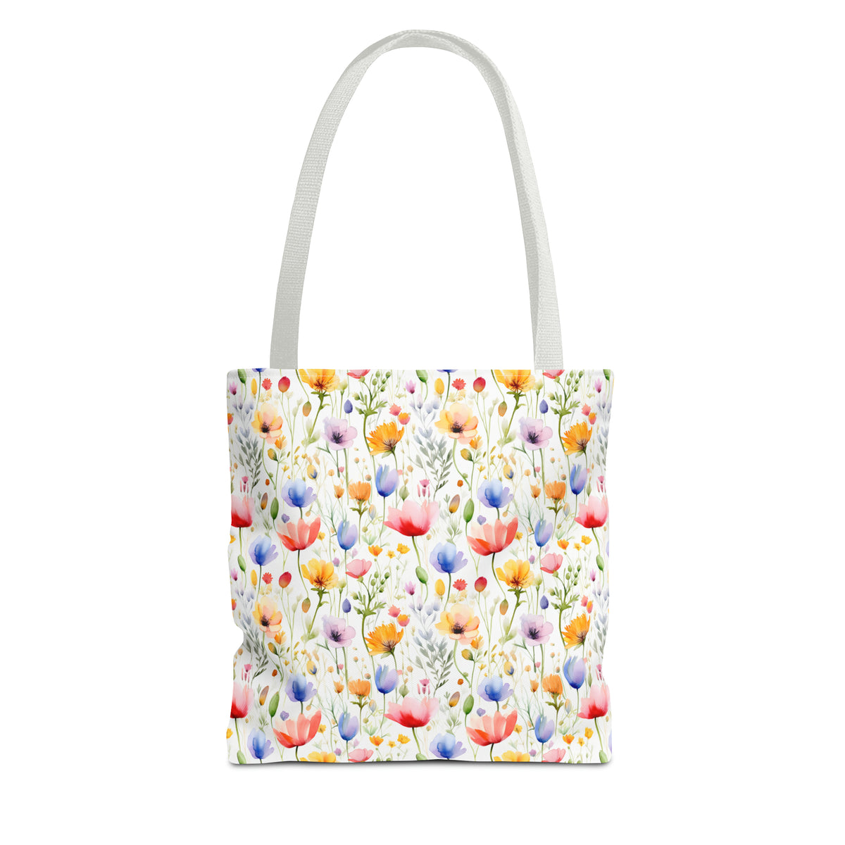 Colorful Floral Pattern, Watercolour, Flowers, Tote Bag (AOP)