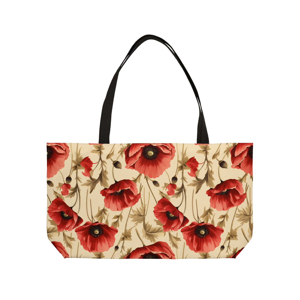 Red Poppies Floral Pattern, Watercolour, Flowers, Weekender Tote Bag