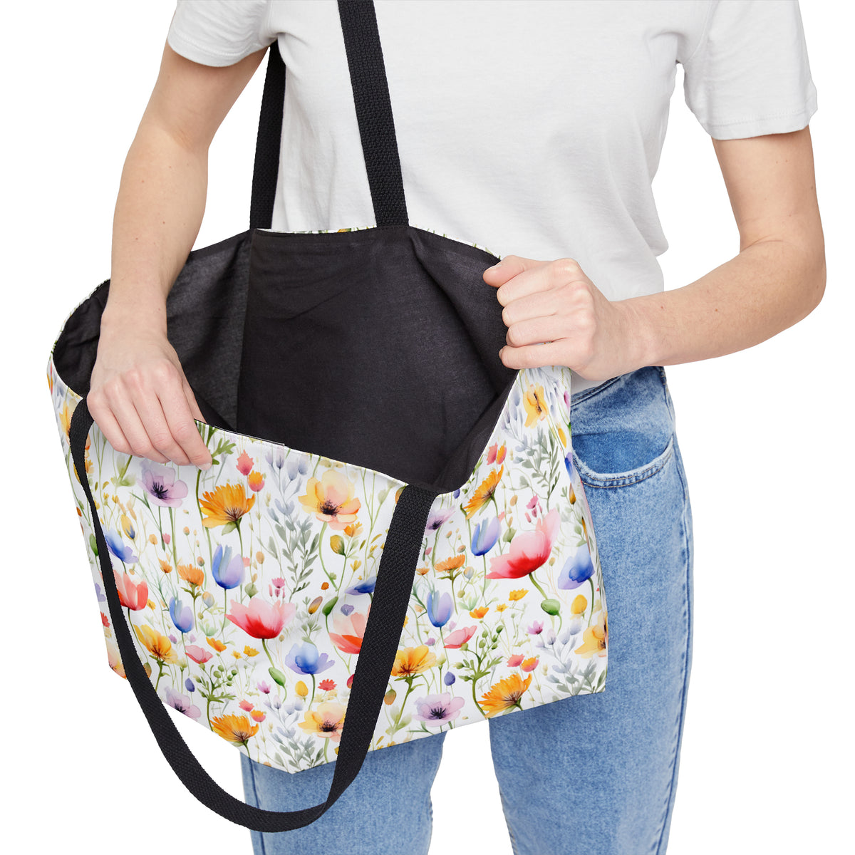 Colour Floral Pattern, Watercolour, Flowers, Weekender Tote Bag