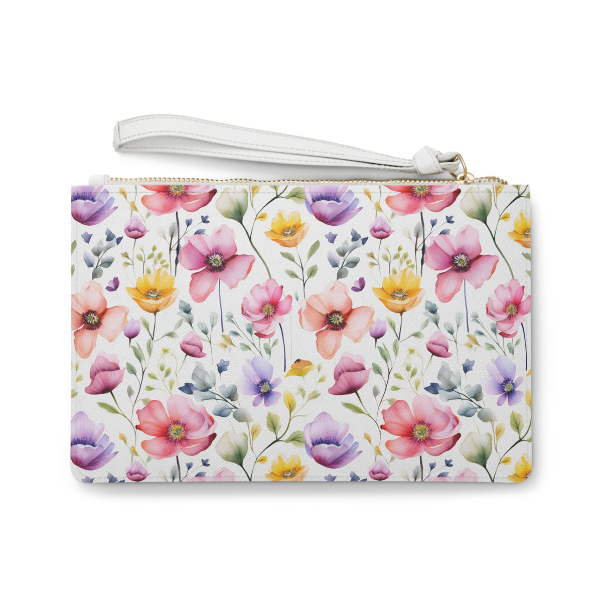 Colour Floral Pattern, Watercolour, Flowers, Clutch Bag