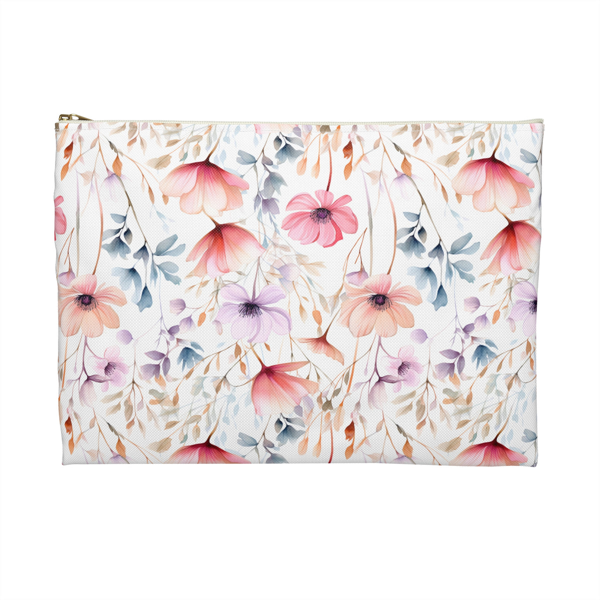 Colour Floral Pattern, Watercolour, Flowers, Accessory Pouch