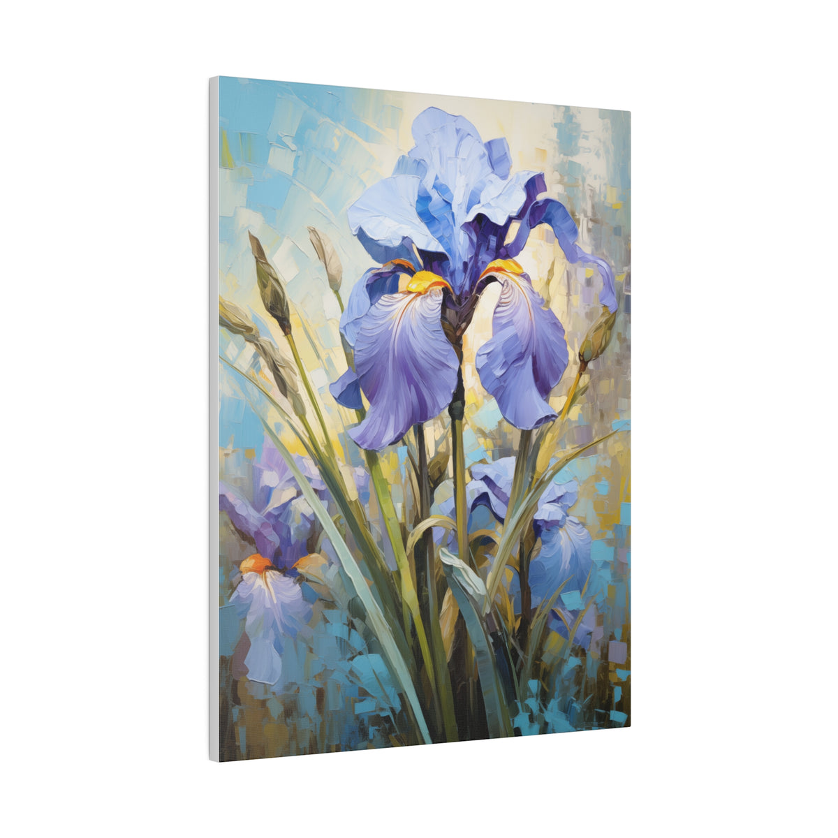 Blue Iris Flower, Oil Painting, Matte Canvas, Stretched, 0.75"